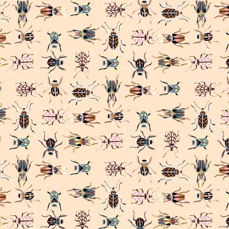 Quilting Fabric - Beetle Bugs on Light Peach from Forage by Sarah Gordon for Figo 90330 12