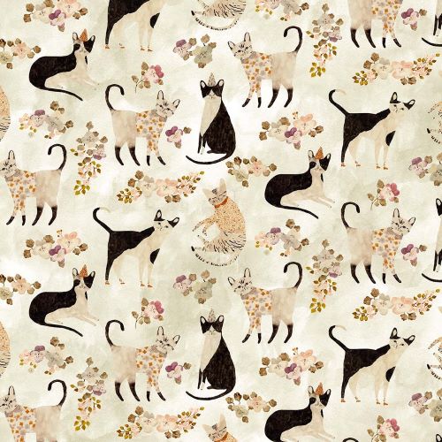 Quilting Fabric - Marcel by Cecile Metzger for Figo Fabrics with Cats DP90289