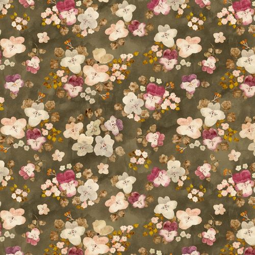 Quilting Fabric - Green Floral from Marcel by Cecile Metzger for Figo Fabrics DP90291 72