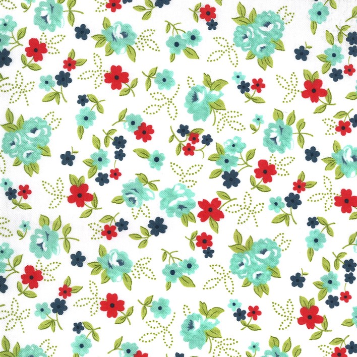 Quilting Fabric - Flowers on Warm White from Sunday Stroll by Bonnie & Camille for Moda 55222 11