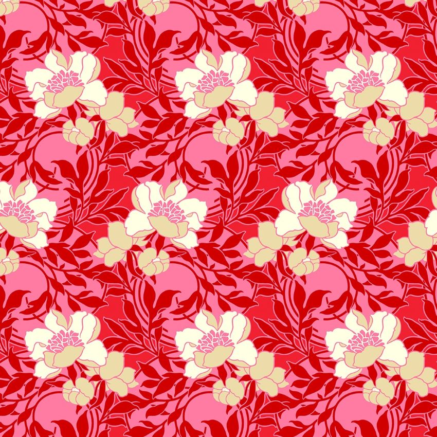 Quilting Fabric Pink Floral from True Kisses by Heather Bailey for Figo 90363 26