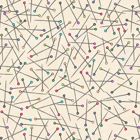 Quilting Fabric - Scattered Pins on Cream from Sew Lovely by Dan Morris for Quilting Treasures 28381 E