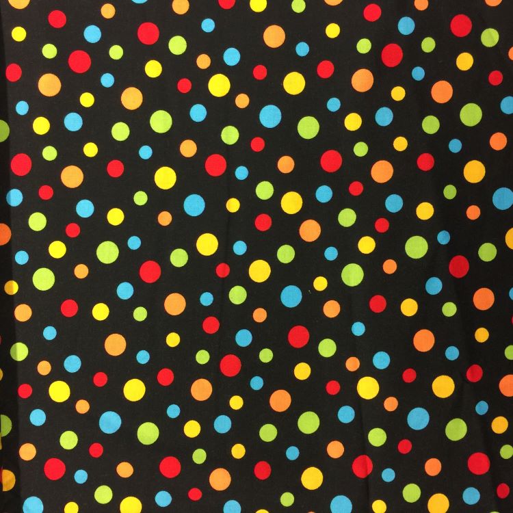 BOLT END - 1.05m - Quilting Fabric - Bright Dots on Black