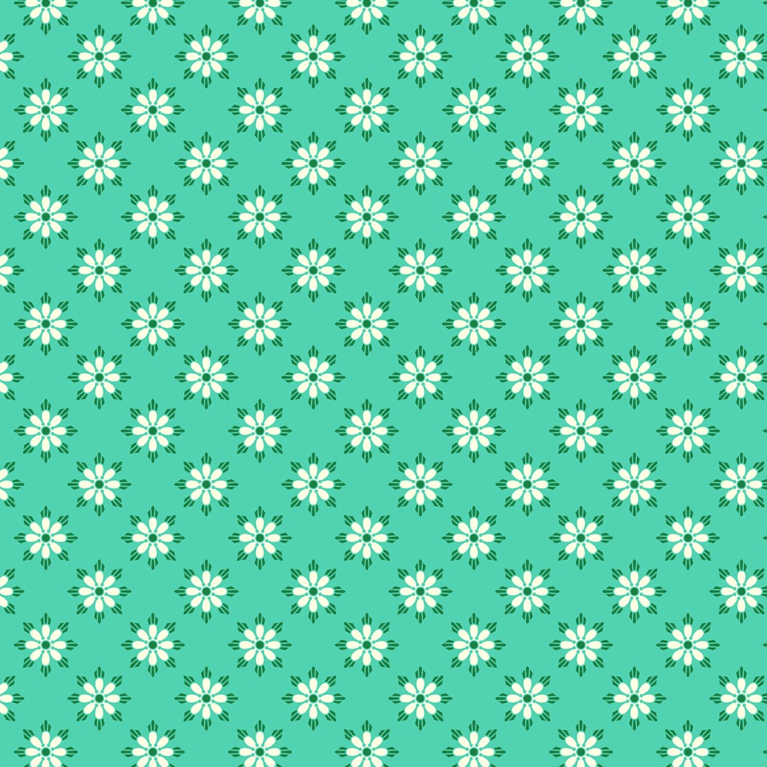 Quilting Fabric Turquoise Green Floral from True Kisses by Heather Bailey for Figo 90368 65