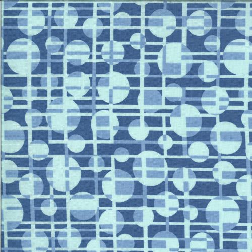 Quilting Fabric - Deep Water Blue Circles from the Winkipop Collection by Jen Kingwell for Moda