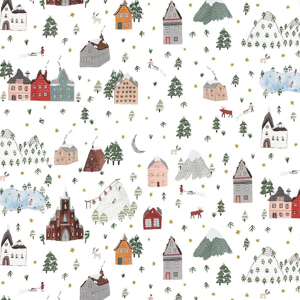 Quilting Fabric - Village Scene from Winter Frost by Boccaccini Meadows for Figo 90322 10