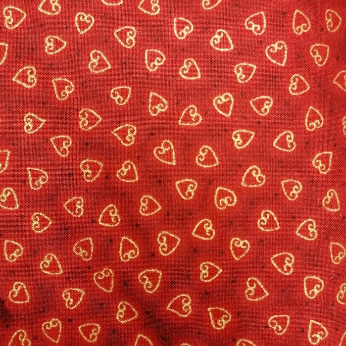 Quilting Fabric - Gold Hearts on Deep Red from Quilters Basic by Stof  4513 491