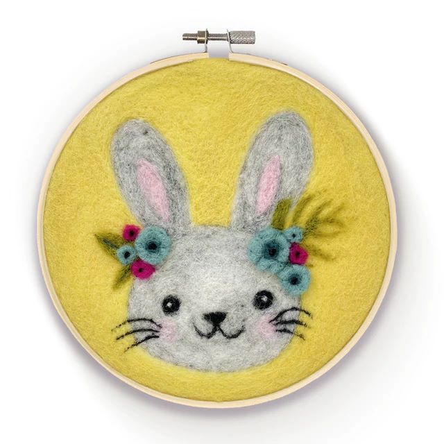 Needle Felting Kit - Floral Bunny In A Hoop by The Crafty Kit Co.