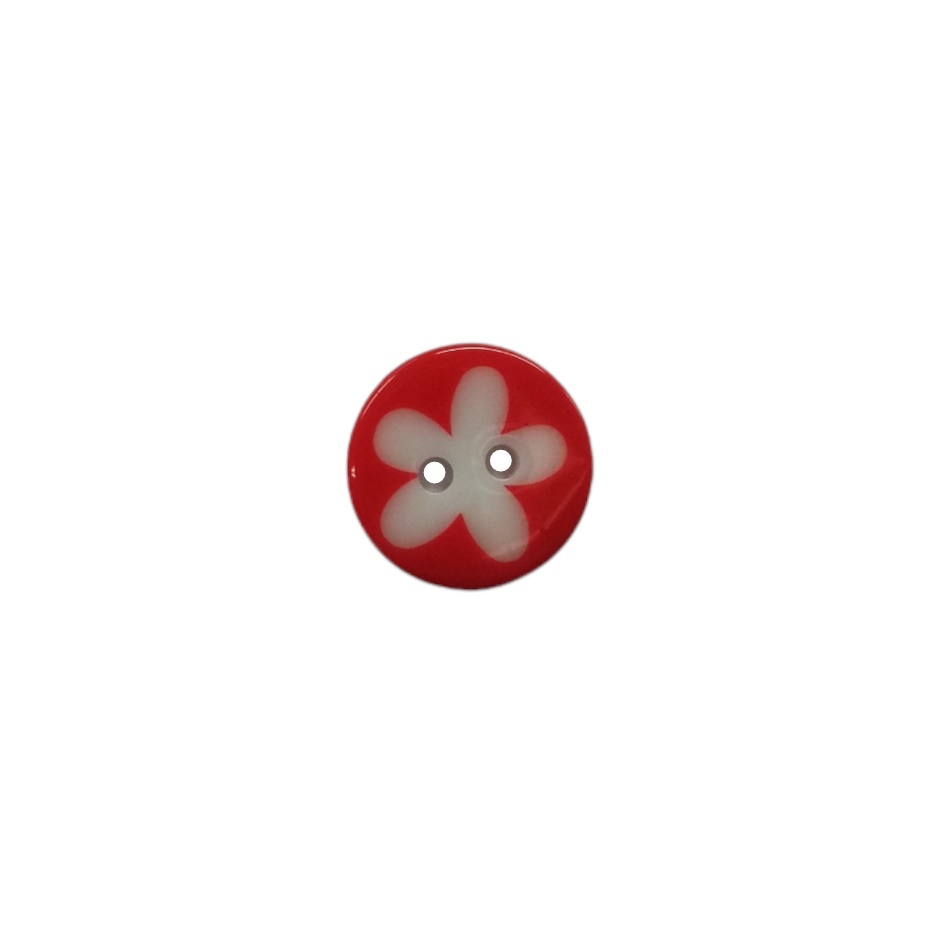 Buttons - 13mm Daisy Print on Red
