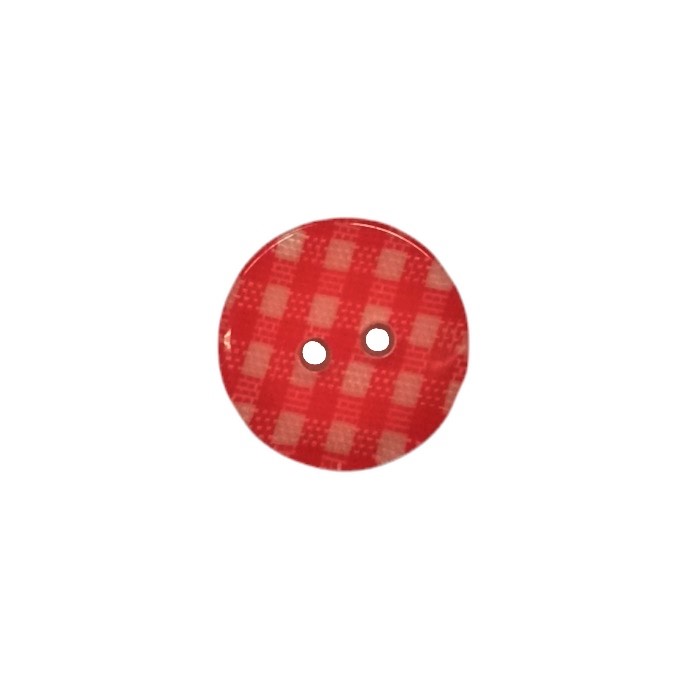 Buttons - 15mm Plastic Gingham in Red