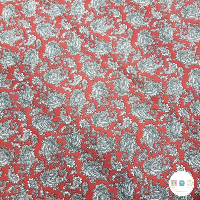Lining Fabric - Wine Red Paisley Polyester
