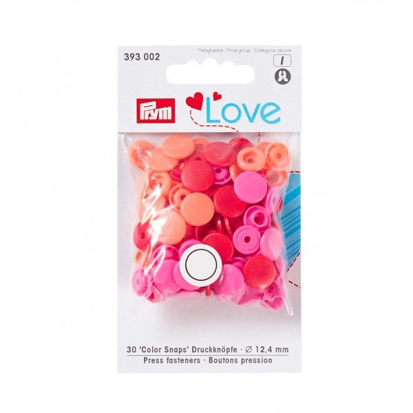 Snap Fasteners - 12.4mm in Red, Pink and Coral by Prym Love 393 002