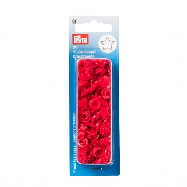 Snap Fasteners - 12.4mm in Red Star Shape by Prym 393 238