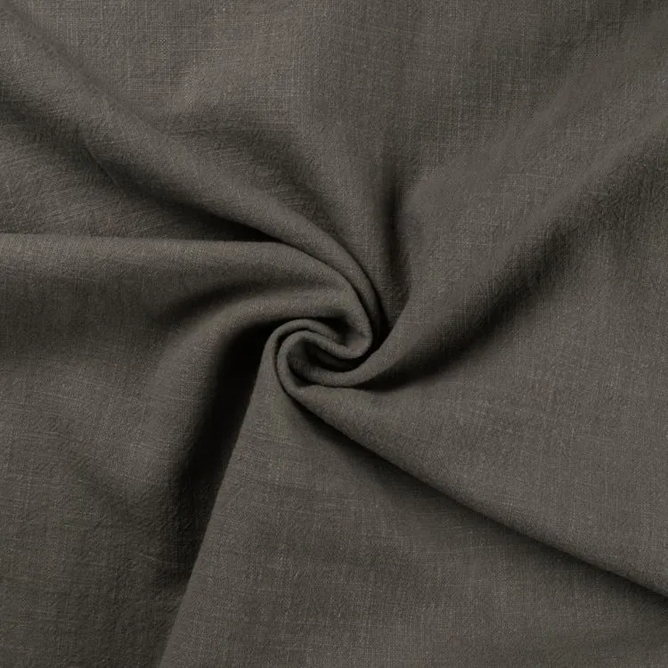 REMNANT -  0.27M - Stone Washed Linen Fabric in Anthracite Grey