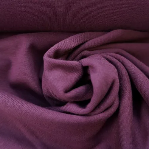 REMNANT - 0.10m - Organic Cotton Jersey Fabric Tube in Purple Aubergine