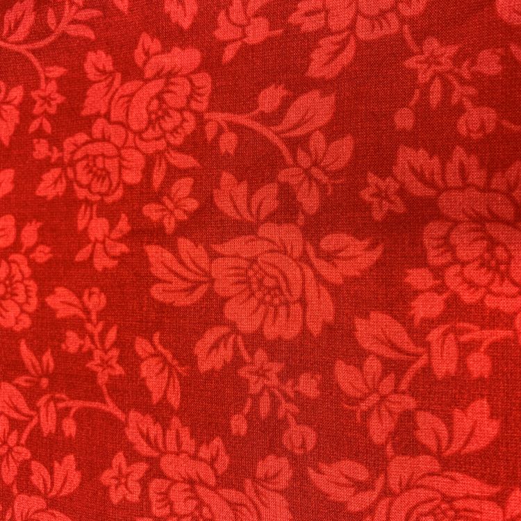 REMNANT - 0.92m - Quilting Fabric - Roses on Red from With All My Heart by Gerri Robinson for Red Rooster Fabrics