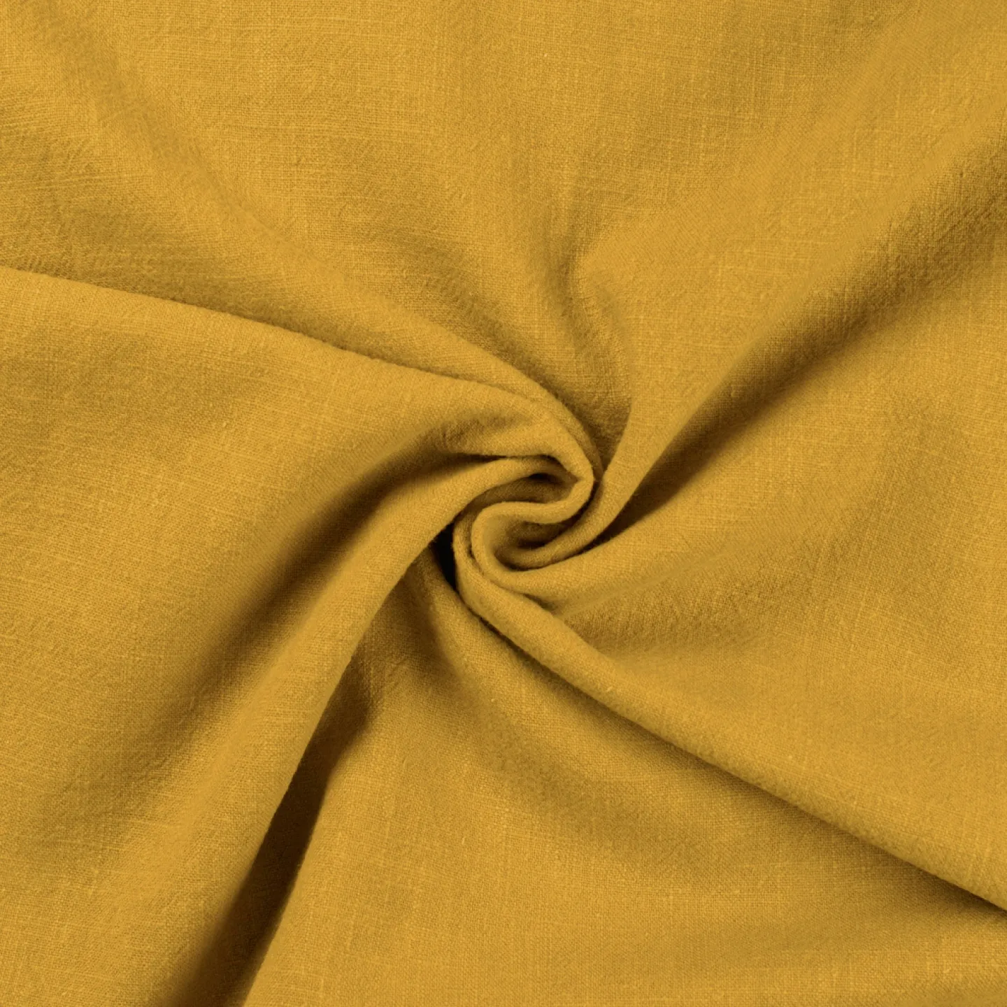 REMNANT - 0.40m - Stone Washed Linen Fabric in Ochre Yellow