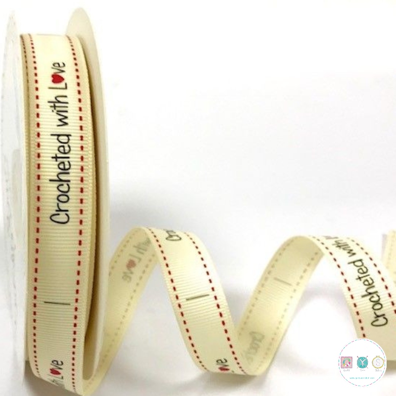 16mm Grosgrain Ribbon Crocheted With Love