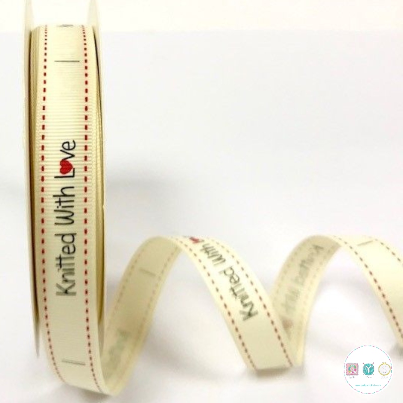 16mm Grosgrain Ribbon Knitted With Love