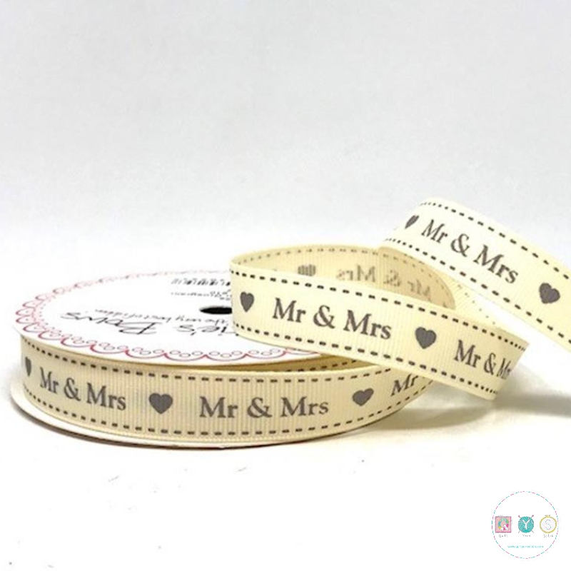 16mm Grosgrain Ribbon Mr & Mrs