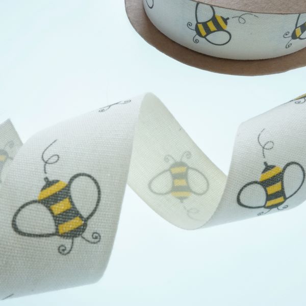 25mm Cotton Tape with Yellow Bees