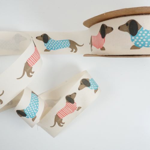 25mm Cotton Tape with Dachshund