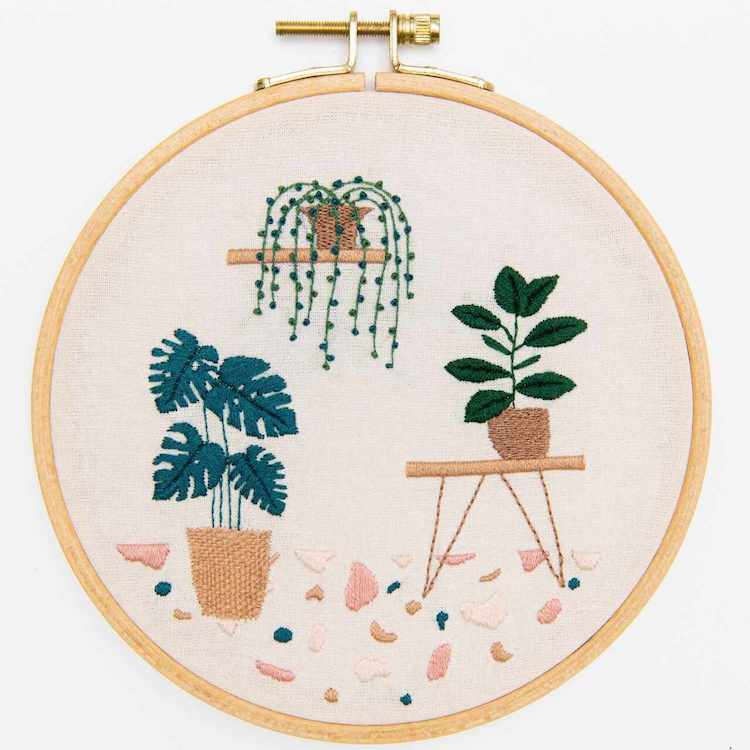 Embroidery Kit - Botanical Scene in Hoop by Rico Design