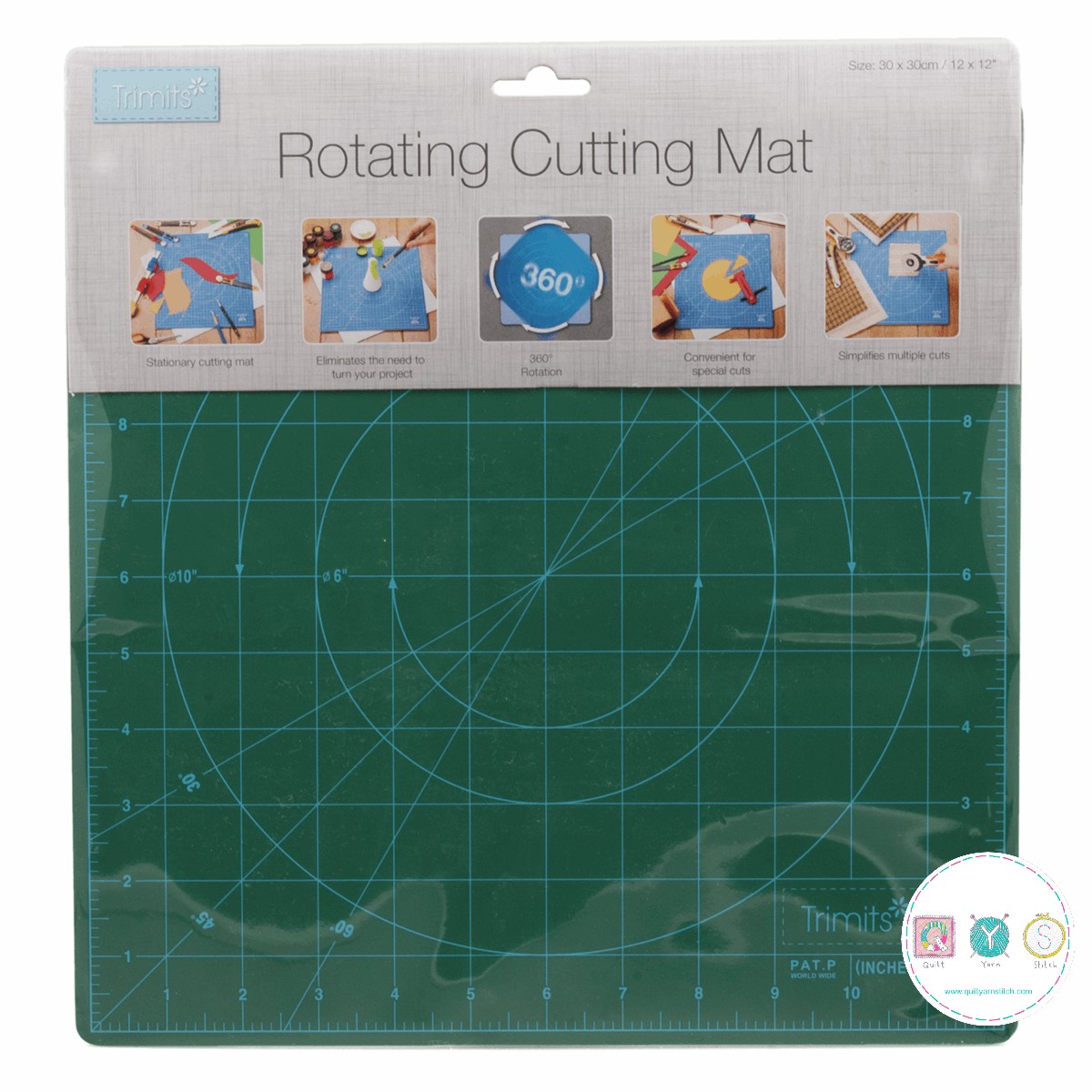 Trimits Rotating Cutting Mat 12 Inch Square Measuring Equipment