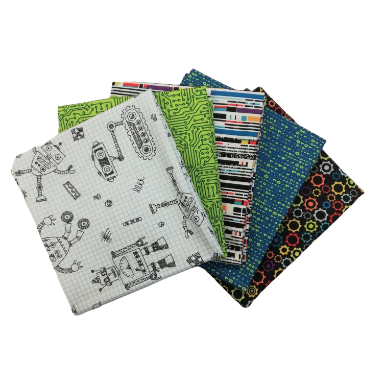 Quilting Fabric - Fat Quarter Bundle - Rollicking Robots by Patrick Lose for Northcott
