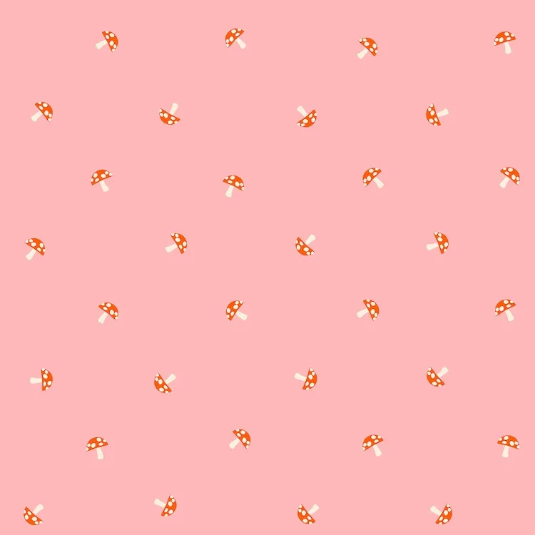 Quilting Fabric - Tiny Toadstools on Pink from Carousel by Melody Miller for Ruby Star Society RS0100 13