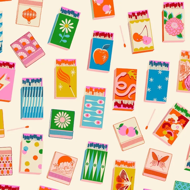 Quilting Fabric - Matchboxes on Cream from Trinketry by Melody Miller for Ruby Star Society RS0109 11
