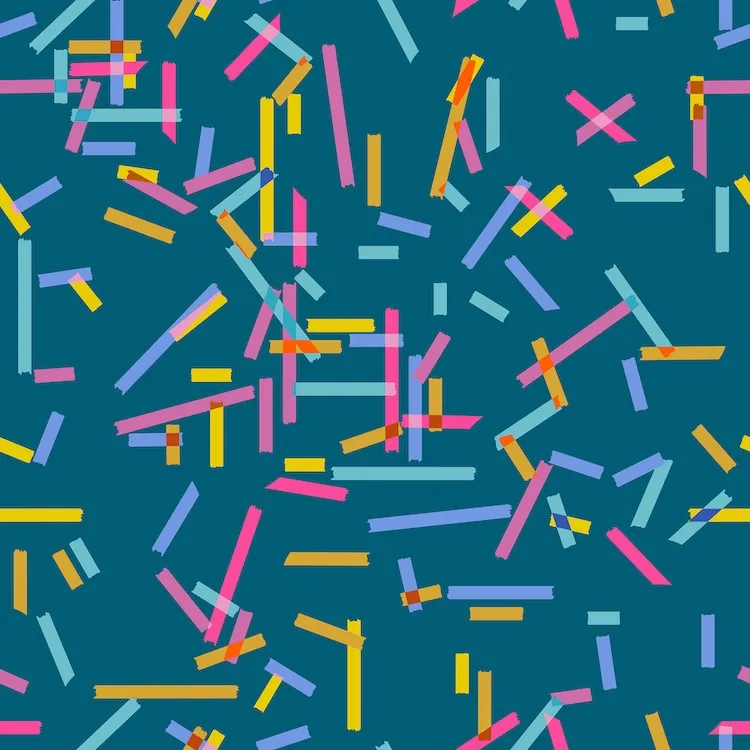 Quilting Fabric - Washi Tape on Teal Blue from Washi Plus by Rashida Coleman Hale for Ruby Star RS1090 14