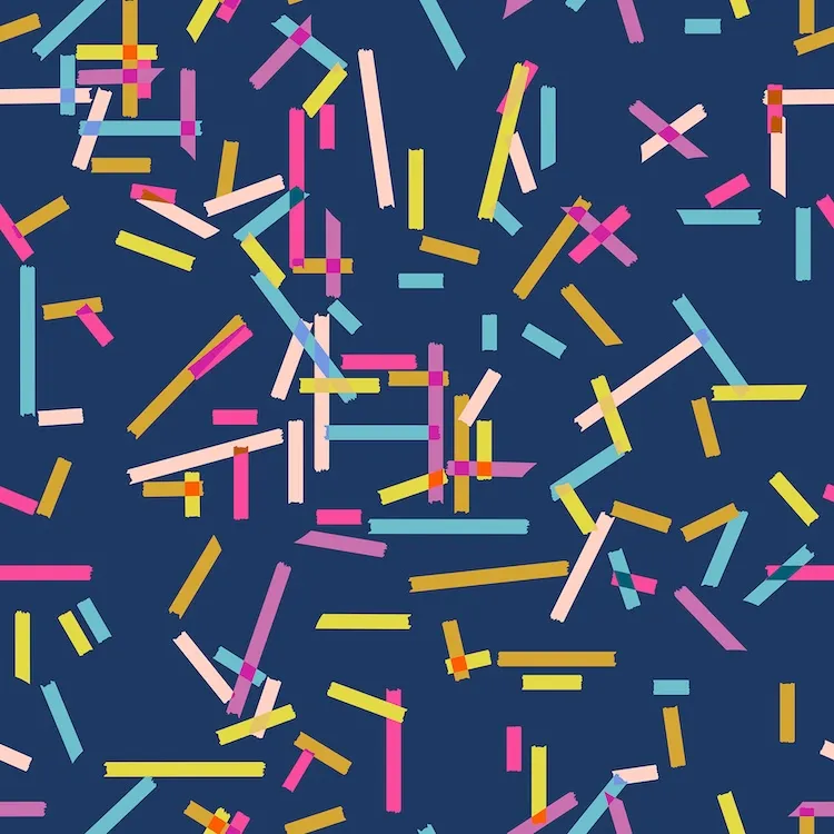 Quilting Fabric - Washi Tape on Navy Blue from Washi Plus by Rashida Coleman Hale for Ruby Star RS1090 16