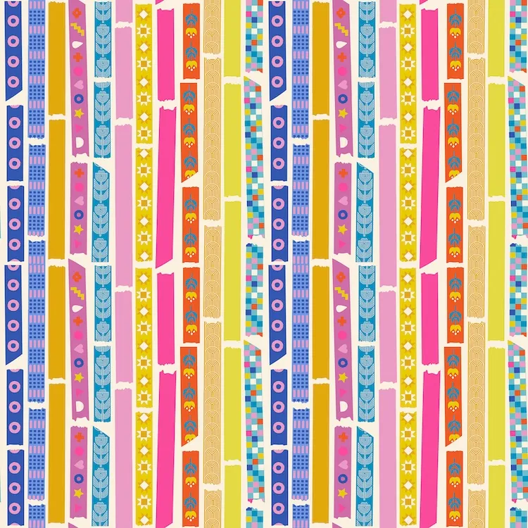 Quilting Fabric - Washi Tape Stripes on Off White from Washi Plus by Rashida Coleman Hale for Ruby Star RS1100 11