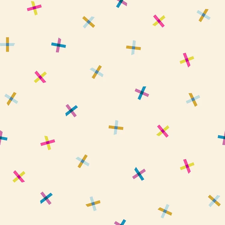 Quilting Fabric - Crosses on Off White from Washi Plus by Rashida Coleman Hale for Ruby Star RS1103 11