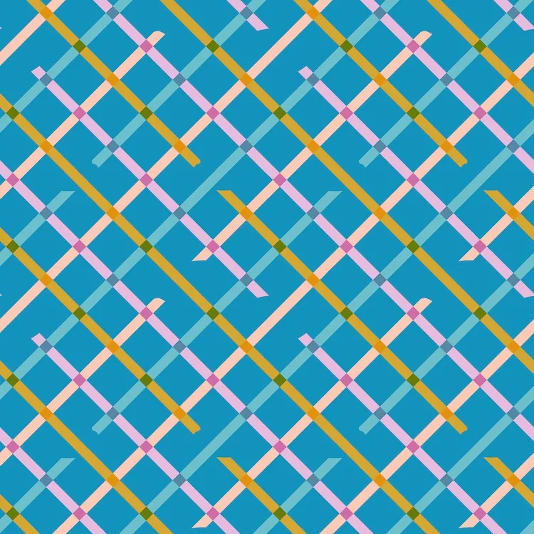 Quilting Fabric - Lattice on Blue from Washi Plus by Rashida Coleman Hale for Ruby Star RS1104 15