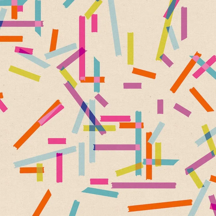 Cotton Linen Canvas - Washi Tape on Natural White by Rashida Coleman Hale for Ruby Star Society RS1106 11L