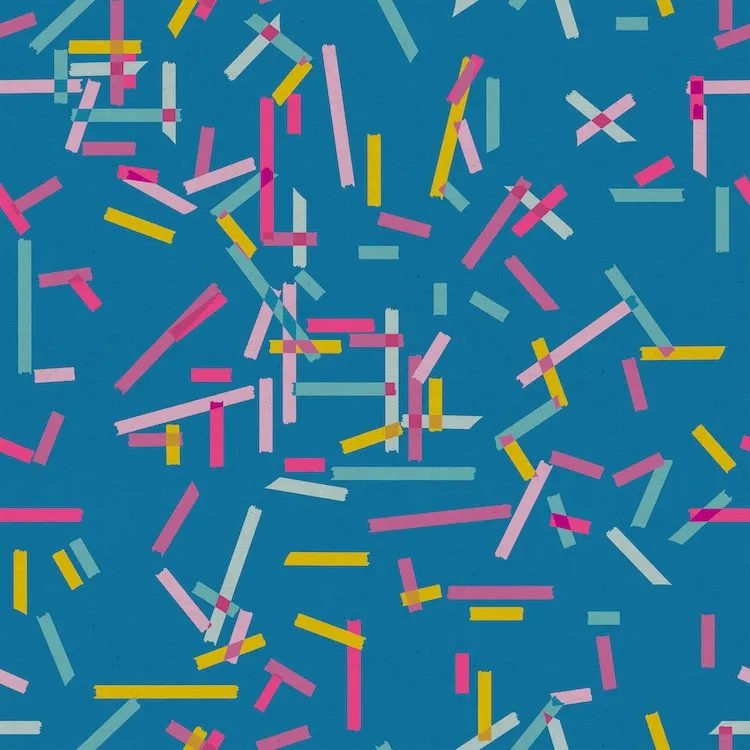 Cotton Linen Canvas - Washi Tape on Blue by Rashida Coleman Hale for Ruby Star Society RS1106 17L