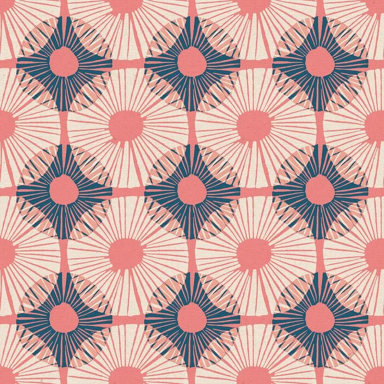 Cotton Linen Canvas - Geometric Overlapped Circles on Pink by Jen Hewett for Ruby Star Society RS6056 15L