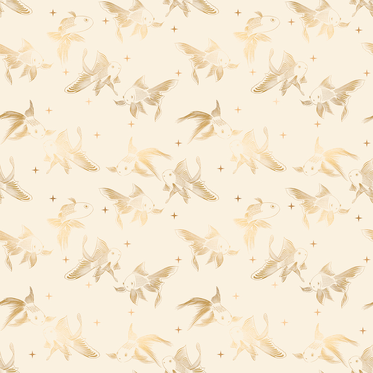 Quilting Fabric - Metallic Gold Fish on Cream from Curio by Melody Miller for Ruby Star Society RS0061 11M