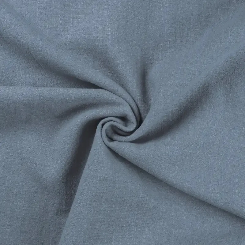 Stone Washed Linen Fabric in Light Jeans Blue