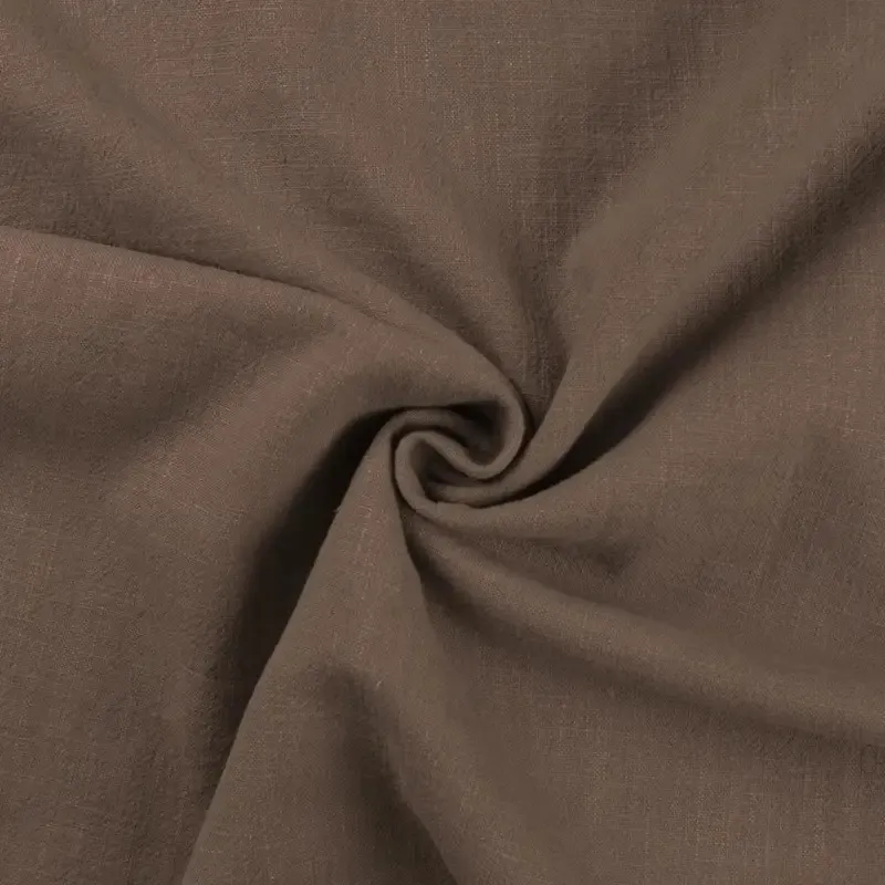 Stone Washed Linen Fabric in Dusty Brown