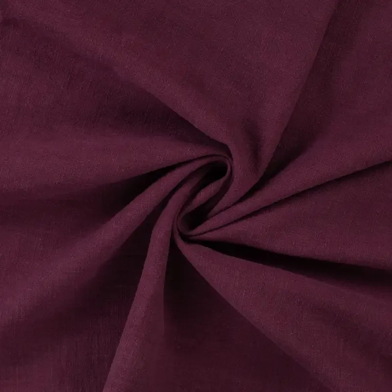 Stone Washed Linen Fabric in Bordeaux Wine