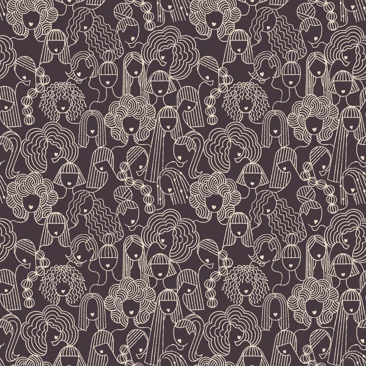 Rayon Fabric with Faces on Black from Linear by Rashida Coleman Hale for Ruby Star Society