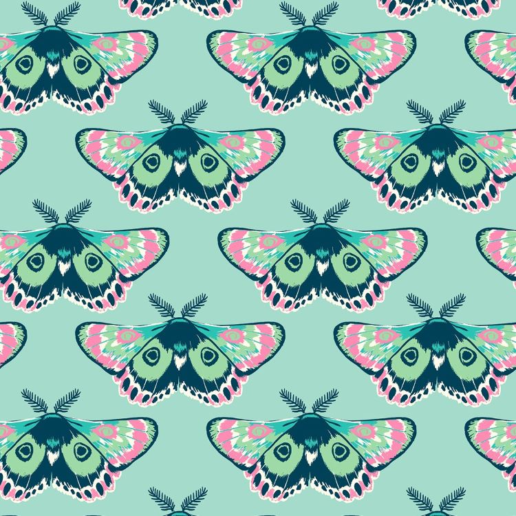Quilting Fabric - Moths on Frost Blue from Firefly by Sarah Watts for Ruby Star Society RS2067 14