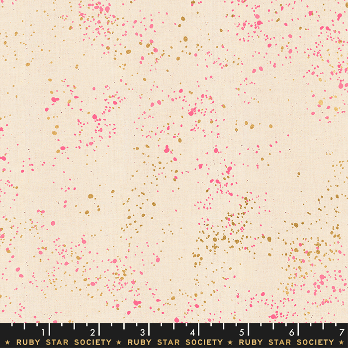Quilting Fabric - Ruby Star Society Speckled in Neon Pink with Metallic Accents Colour RS5027 16M