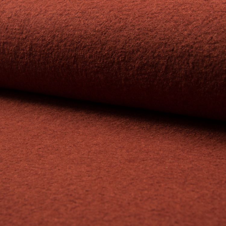 Boiled Wool Viscose Mix Fabric in Rust Orange