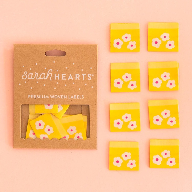 Yellow Daisies Woven Labels by Sarah Hearts