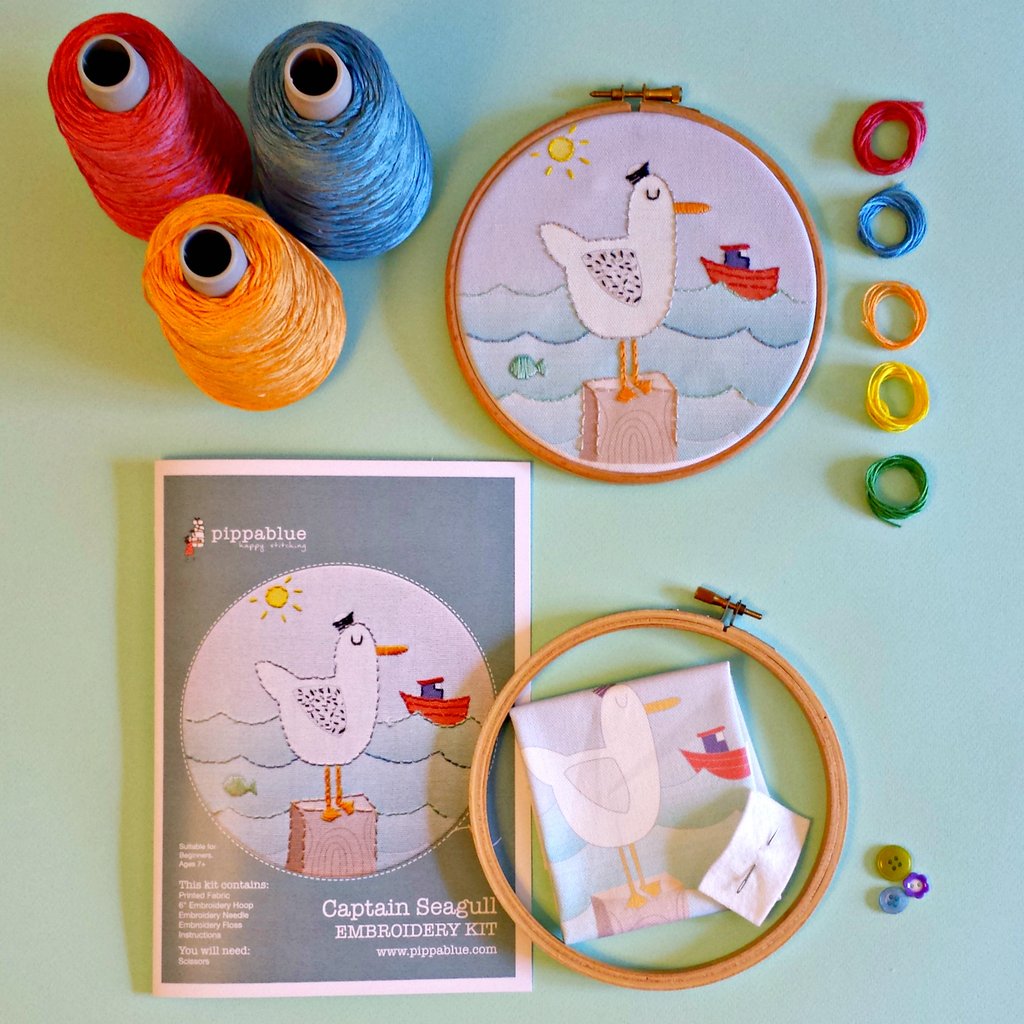 Captain Seagull Embroidery Kit - Childrens Beginners - by Pippablue - Irish Made Gifts