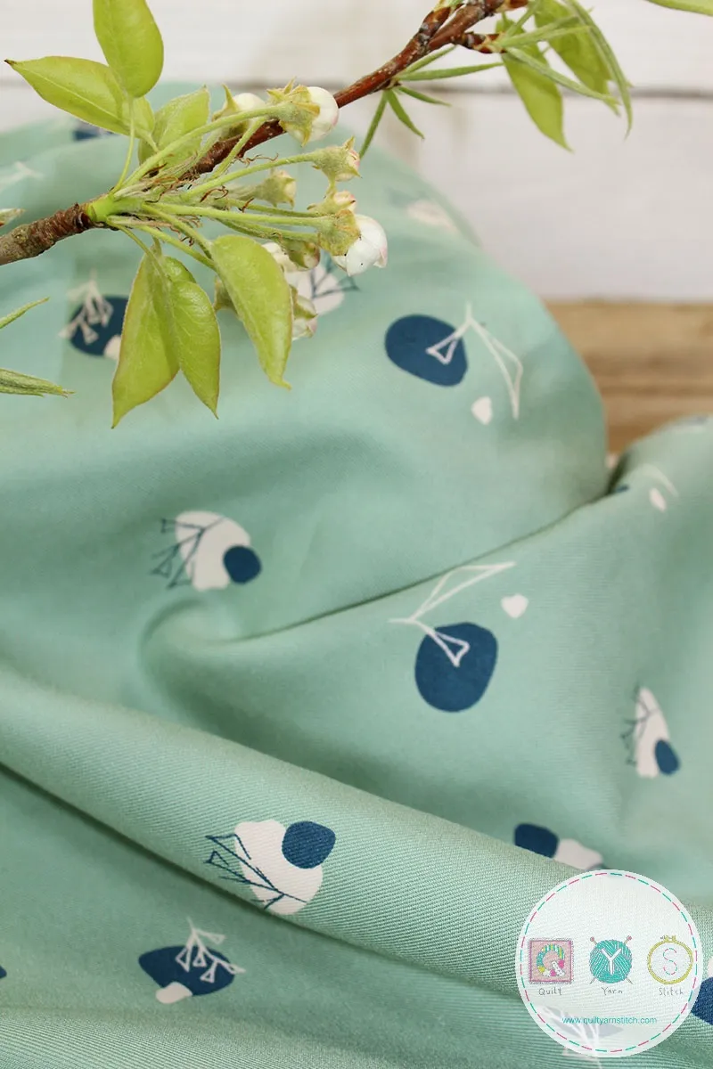 Viscose Twill Fabric by Eglantine et Zoe - Stone in Sage Green